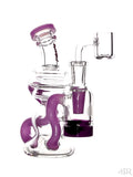 Crystal Glass - Mini Color Accented Recycler with Glow-In-the-Dark Silicone Reclaim Catcher (6") Purple