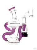 Crystal Glass - Mini Color Accented Recycler with Glow-In-the-Dark Silicone Reclaim Catcher (6") Purple Right