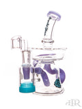 Crystal Glass - Recycler Rig With Built In Removable Lid Reclaim Catcher (7") Milky Blue