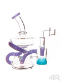 Crystal Glass - Recycler Rig With Built In Removable Lid Reclaim Catcher (7") Milky Blue Right