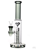 Diamond Glass - Cylinder Straight Tube With Drip Catch (10.5") Smokey Grey Left