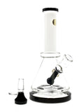 Bougie Glass Mini Beaker Bong Water Pipe Dab Rig 45 degree diffuser 5-hole Maria colored tubing matching bowl