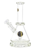 Clear Bougie Glass Mini Beaker Bong Water Pipe Dab Rig 45 degree diffuser 5-hole Maria colored tubing matching bowl