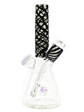 GlassByWho Chaos UV Beaker Tube with Opals Marbles Illuminati 10mm Dab Rig Side View