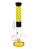 Mav Glass Horizontal Slitted Inline Wig Wag Bong Maverick Glass Inline Bong Ice Pinch Color Accents Amber