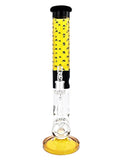 Mav Glass Horizontal Slitted Inline Wig Wag Bong Maverick Glass Inline Bong Ice Pinch Color Accents Amber Side