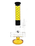 Mav Glass Horizontal Slitted Inline Wig Wag Bong Maverick Glass Inline Bong Ice Pinch Color Accents Amber Flipped