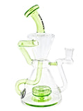 Mav Glass - Slitted Puck Recycler Dabbing Oil Rig Concentrate Maverick Water Pipe Hourglass Klein Recycler Shape 9" Height Ooze Green