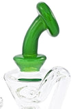 Mav Glass - Mini Two Hole Recycler Hourglass Klein Shape Maverick Concentrate Oil Rig Bent Neck Recycler 8" Height Green
