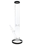 Mav Glass Classic Straight Tube with Color Accents Black Maverick Water Pipe Mav Glass Bong with Flat Base 18" Height 