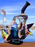 Envy Glass - Dichroic Obsidian Arrowhead Recycler (8")