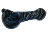 Envy Glass Black Large Spoon with Cosmic Spiral Fuming