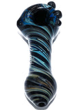 Envy Glass Black Large Spoon with Cosmic Spiral Fuming