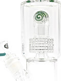 Crystal Glass Straight Tube - Matrix Perc with Teal Wig Wag (15")
