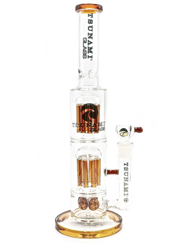 Tsunami Glass - Button Double 8 Arms Tree Perc (15″)