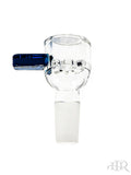 Hoss Glass - Built In Screen Bowl with Colored Rectangular Tab 14mm Male Blue