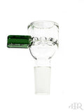 Hoss Glass - Built In Screen Bowl with Colored Rectangular Tab 14mm Male Green