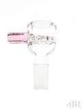 Hoss Glass - Built In Screen Bowl with Colored Rectangular Tab 14mm Male Pink