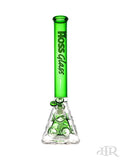 Hoss Glass - Holey Pyramid Beaker with Coloured Top and Inner Section and Case Kit (18") Front Green