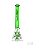 Hoss Glass - Holey Pyramid Beaker with Coloured Top and Inner Section and Case Kit (18") Back Green