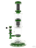 Leisure Glass - Elite Green x White & Black Zanfirico 13/13Arm Flower Tube (13.5")
