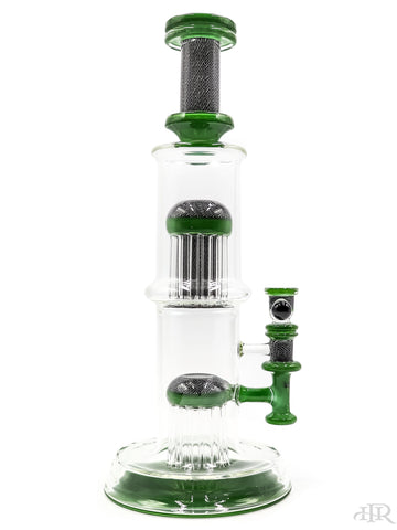 Leisure Glass - Elite Green x White & Black Zanfirico 13/13Arm Flower Tube (13.5