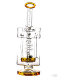 Lookah Glass - Inline Perc Double Uptake Recycler With Spiral Drain (12") Amber Back