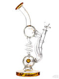 Lookah Glass - Inline Perc Double Uptake Recycler With Spiral Drain (12") Amber Right