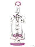 Lookah Glass - Inline Perc Double Uptake Recycler With Spiral Drain (12") Pink Front