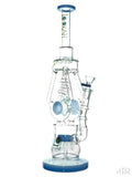 Lookah Glass - Water Factory Quad Uptake Spiral Drain Recycler With Jellyfish Perc (16") Blue Jade Tilt