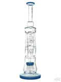 Lookah Glass - Water Factory Quad Uptake Spiral Drain Recycler With Jellyfish Perc (16") Blue Jade Rear
