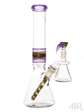 OJ Flame - Worked Beakers With Matching Downstem, Horned Slide, and Dry Ash Catcher (14") Purple Tilt