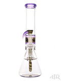 OJ Flame - Worked Beakers With Matching Downstem, Horned Slide, and Dry Ash Catcher (14") Purple Front