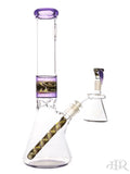 OJ Flame - Worked Beakers With Matching Downstem, Horned Slide, and Dry Ash Catcher (14") Purple Right