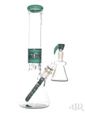 OJ Flame - Worked Beakers With Matching Downstem, Horned Slide, and Dry Ash Catcher (14") Teal Tilt