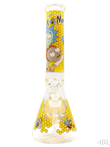 Crystal Glass - Rick And Morty Beaker With Yellow Honeycomb Detail (15