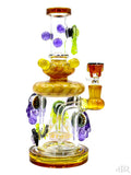 Tattoo Glass - Heavy Beehive Showerhead Perc Rig With Multiple Pendants (10") Right