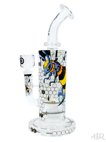 Wormhole Glass - Robotic Bee Fortress Double Tree Perc Flower Tube (12