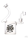 Zob Glass - 75mm Chamber Bubbler with Fixed Downstem (7.5") White and Black