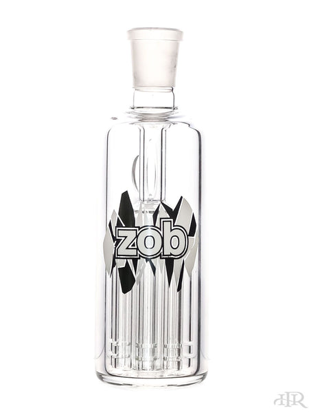 Zob Glass - 8 Arm Tree Perc Ash Catcher 18mm 45 Degree (6") White and Black