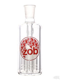 Zob Glass - 8 Arm Tree Perc Ash Catcher 18mm 45 Degree (6") Red and Grey