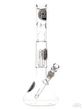 Zob Glass - Mini Beaker with 4-Arm Tree Perc and Splash Guard (14") Black and White Tilt
