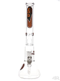 Zob Glass - Beaker with 8-Arm Tree Perc and Splash Guard (18") Orange and Black
