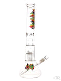 Zob Glass - Beaker with 8-Arm Tree Perc and Splash Guard (18") Rasta Right