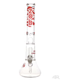 Zob Glass - 50mm Beaker with UFO Perc and Splash Guard (18") Red and White