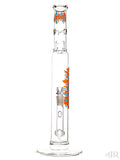 Zob Glass - Straight Tube Gritted Stemline Diffuser with Splash Guard (18") Orange and Blue Front