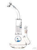 Zob Glass - Beaker Wubbler with Stemless Inline Diffuser and 8-Arm Tree Perc Blue White Label
