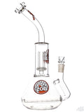 Zob Glass - Wubbler Beaker with Stemless Inline Diffuser and UFO Perc Red and White Label Side Angle