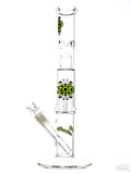 Zob Glass - Mini Straight Tube with 4-Arm Tree Perc and Splash Guard (14") Green and Black Left