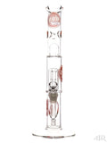 Zob Glass - Mini Straight Tube with 4-Arm Tree Perc and Splash Guard (14") White and Red Front